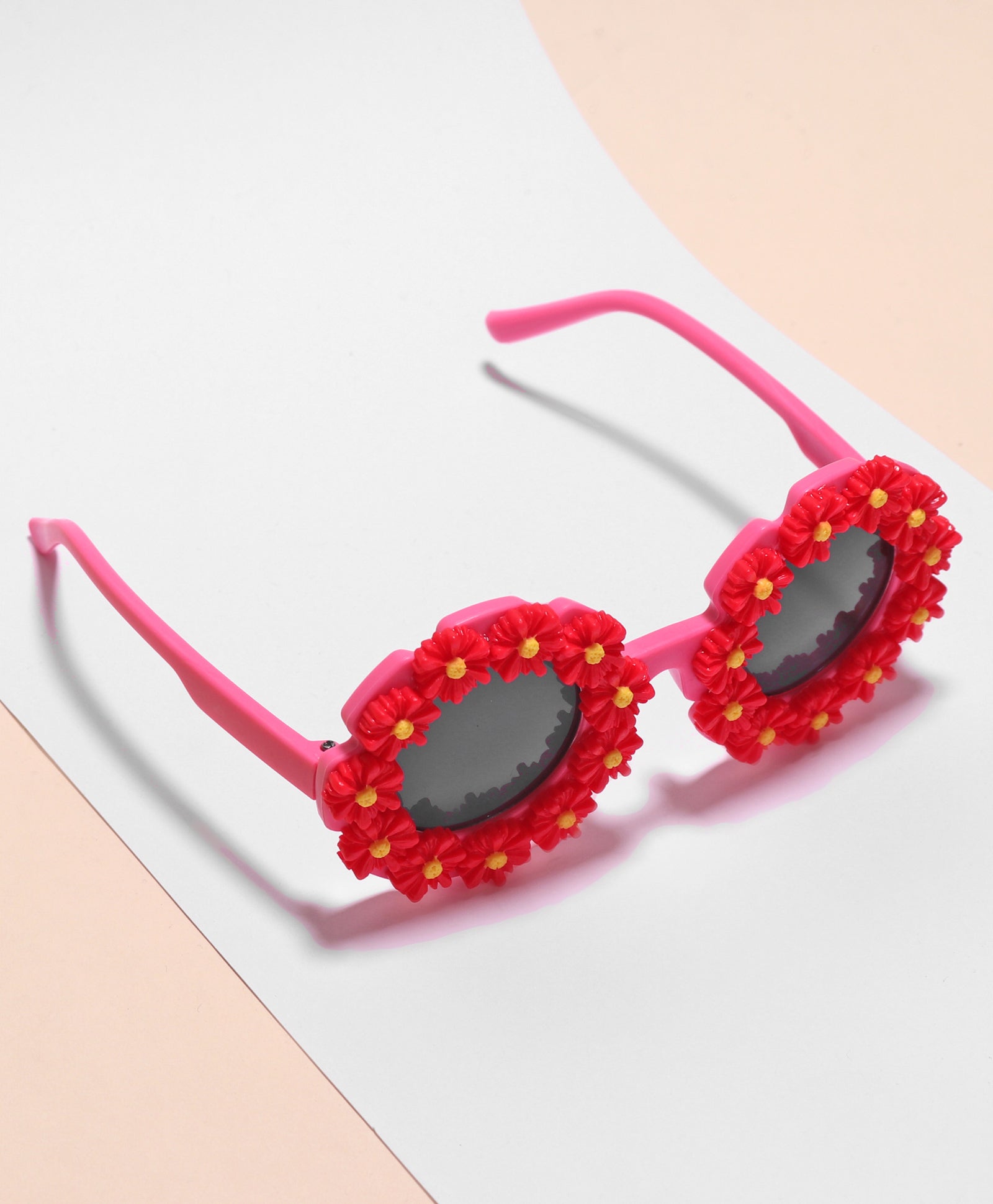 SUNFLOWER APPLIQUE SUNGLASSES - RED