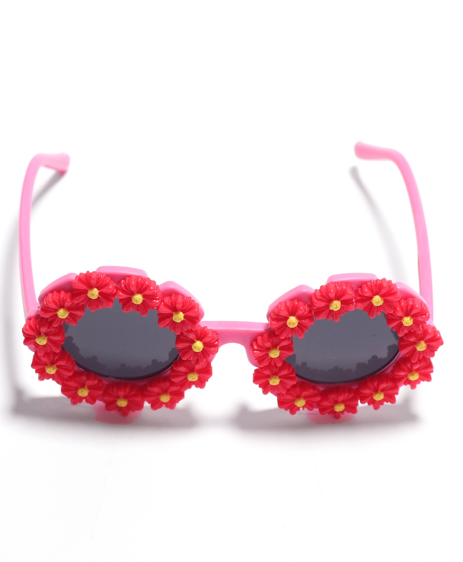 SUNFLOWER APPLIQUE SUNGLASSES - RED