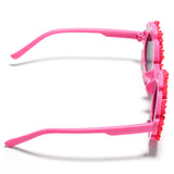SUNFLOWER APPLIQUE SUNGLASSES - RED