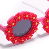 SUNFLOWER APPLIQUE SUNGLASSES - RED
