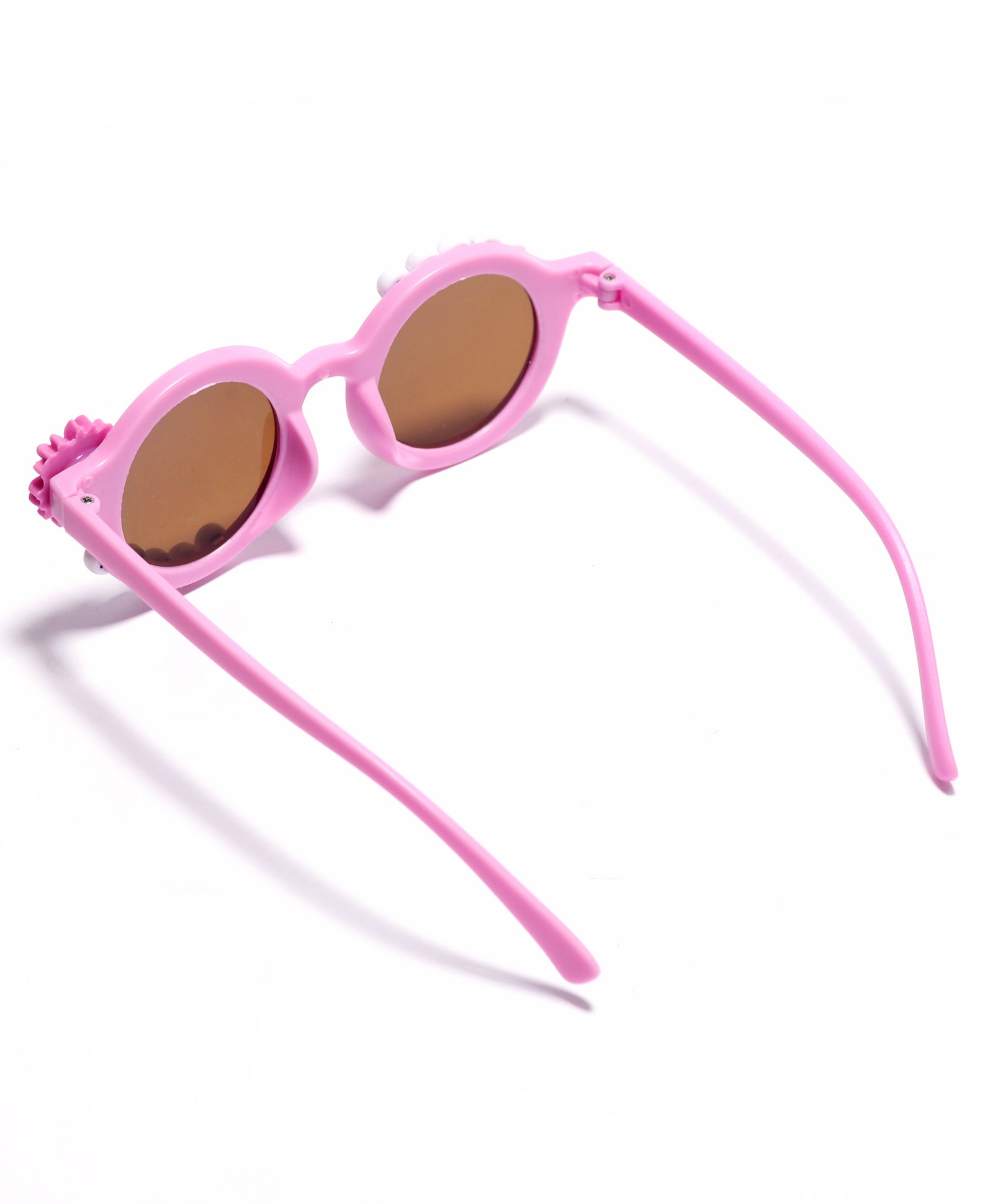 HAPPY BUNNY & FLOWER APPLIQUE ROUND SUNGLASSES - PURPLE