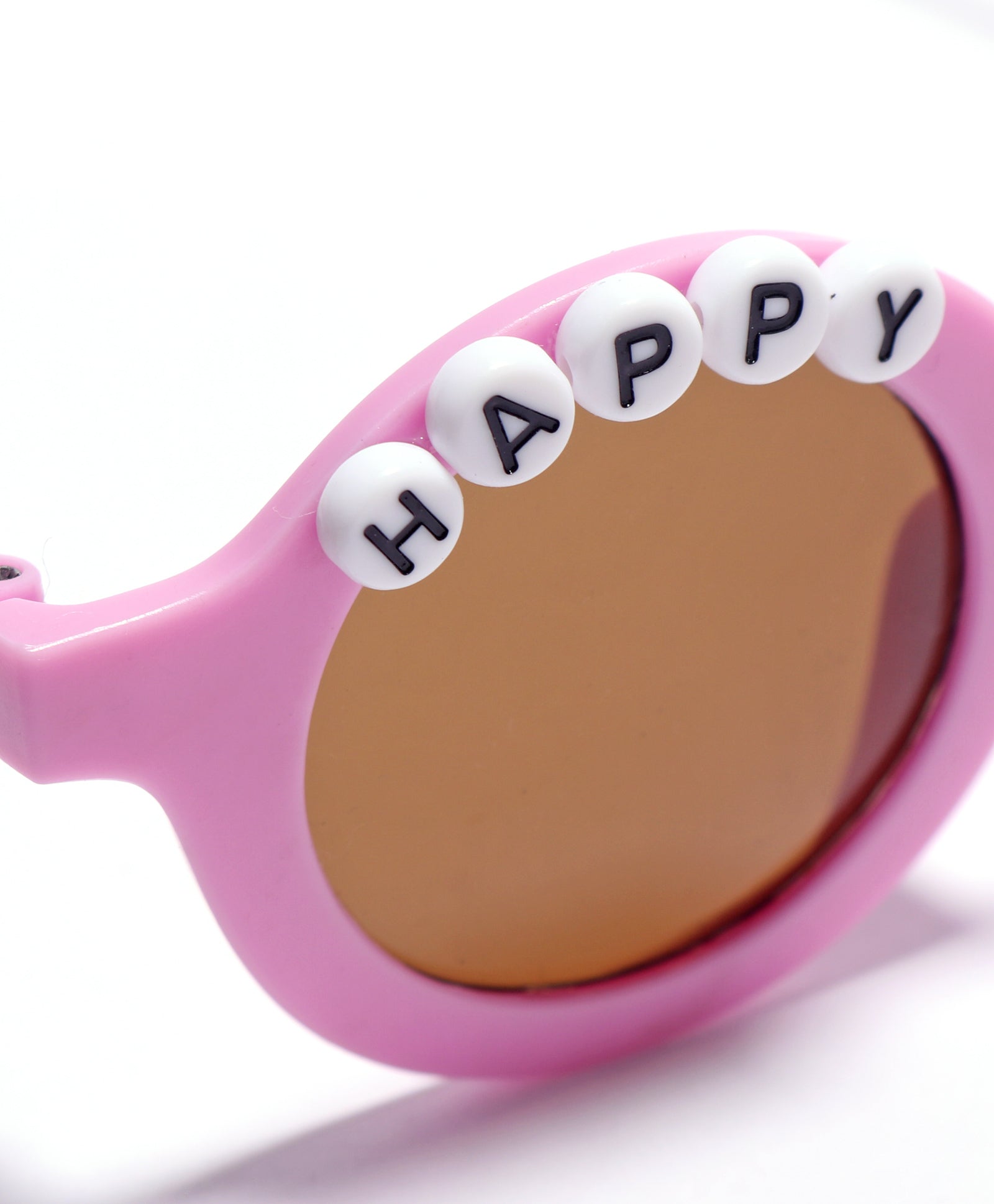 HAPPY BUNNY & FLOWER APPLIQUE ROUND SUNGLASSES - PURPLE