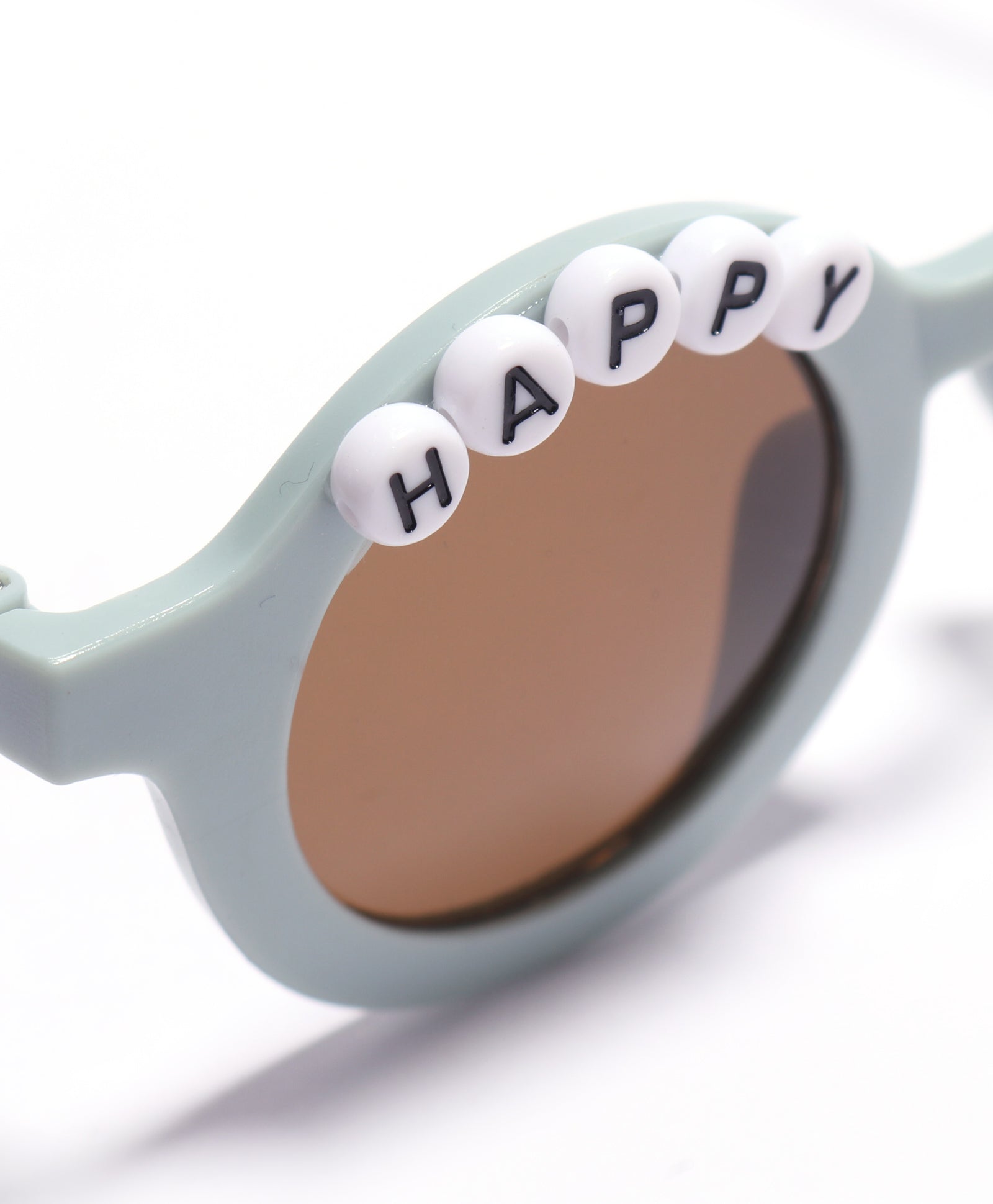 HAPPY BUNNY & FLOWER APPLIQUE ROUND SUNGLASSES - BLUE