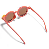 HAPPY BUNNY & FLOWER APPLIQUE ROUND SUNGLASSES - BROWN