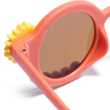 HAPPY BUNNY & FLOWER APPLIQUE ROUND SUNGLASSES - BROWN