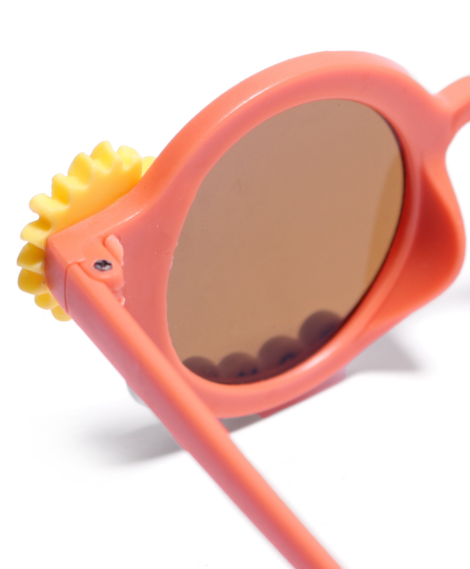 HAPPY BUNNY & FLOWER APPLIQUE ROUND SUNGLASSES - BROWN