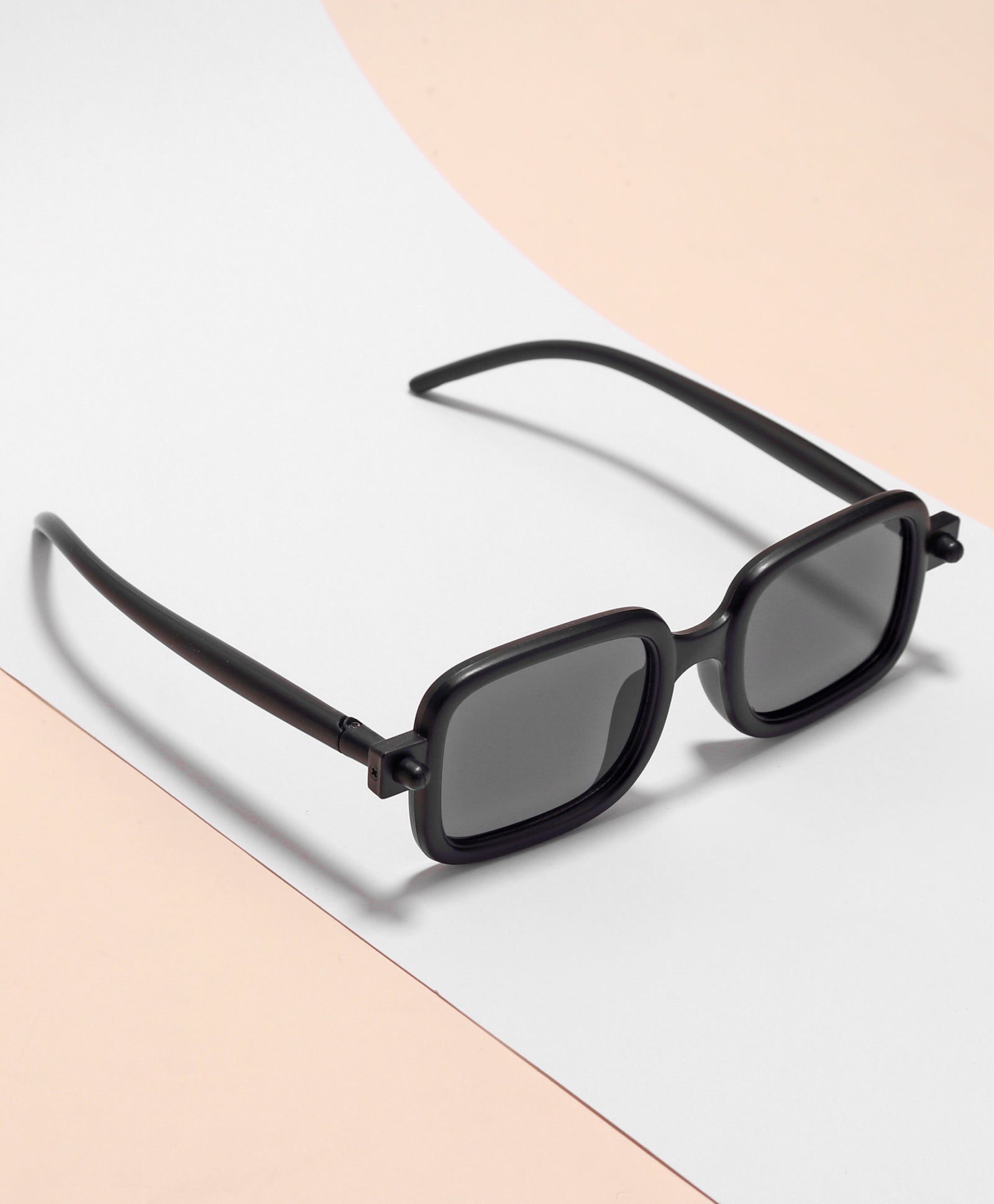 SOLID SUQARE SHAPE SUNGLASSES - BLACK