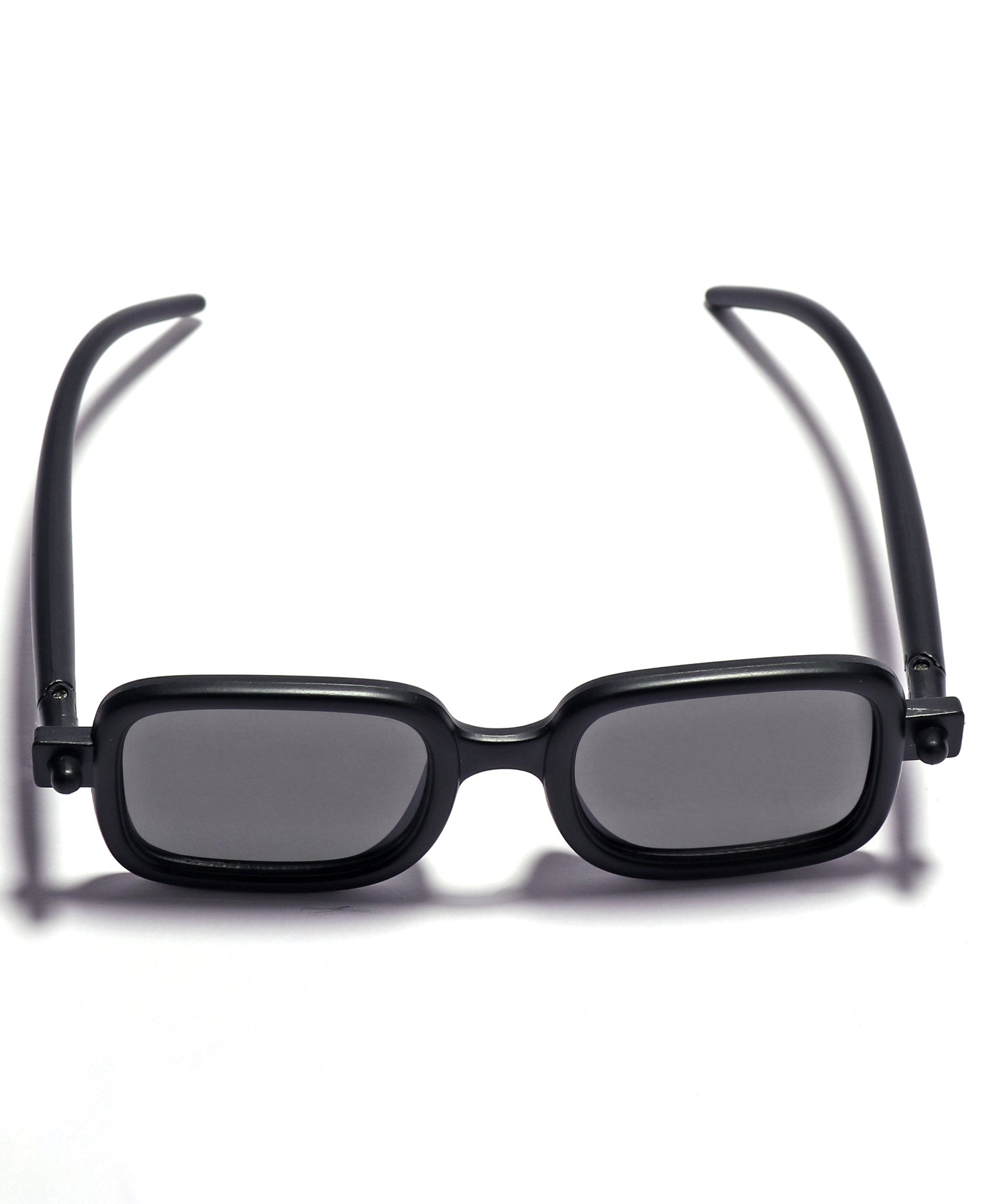 SOLID SUQARE SHAPE SUNGLASSES - BLACK