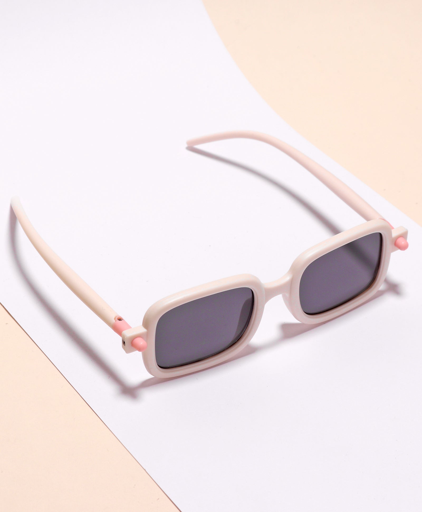 SOLID SUQARE SHAPE SUNGLASSES - CREAM