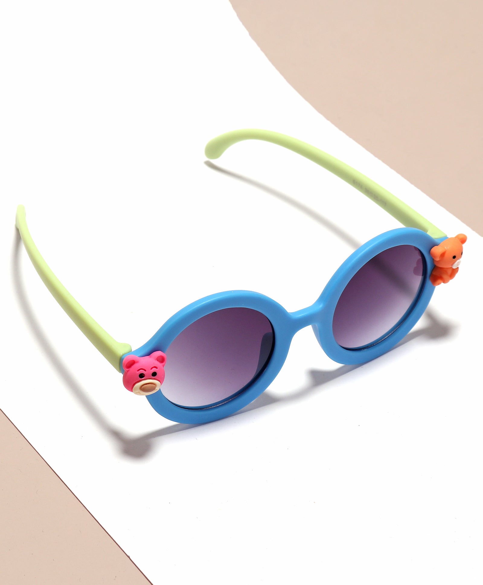 CARTOON APPLIQUE ROUND SUNGLASSES - BLUE