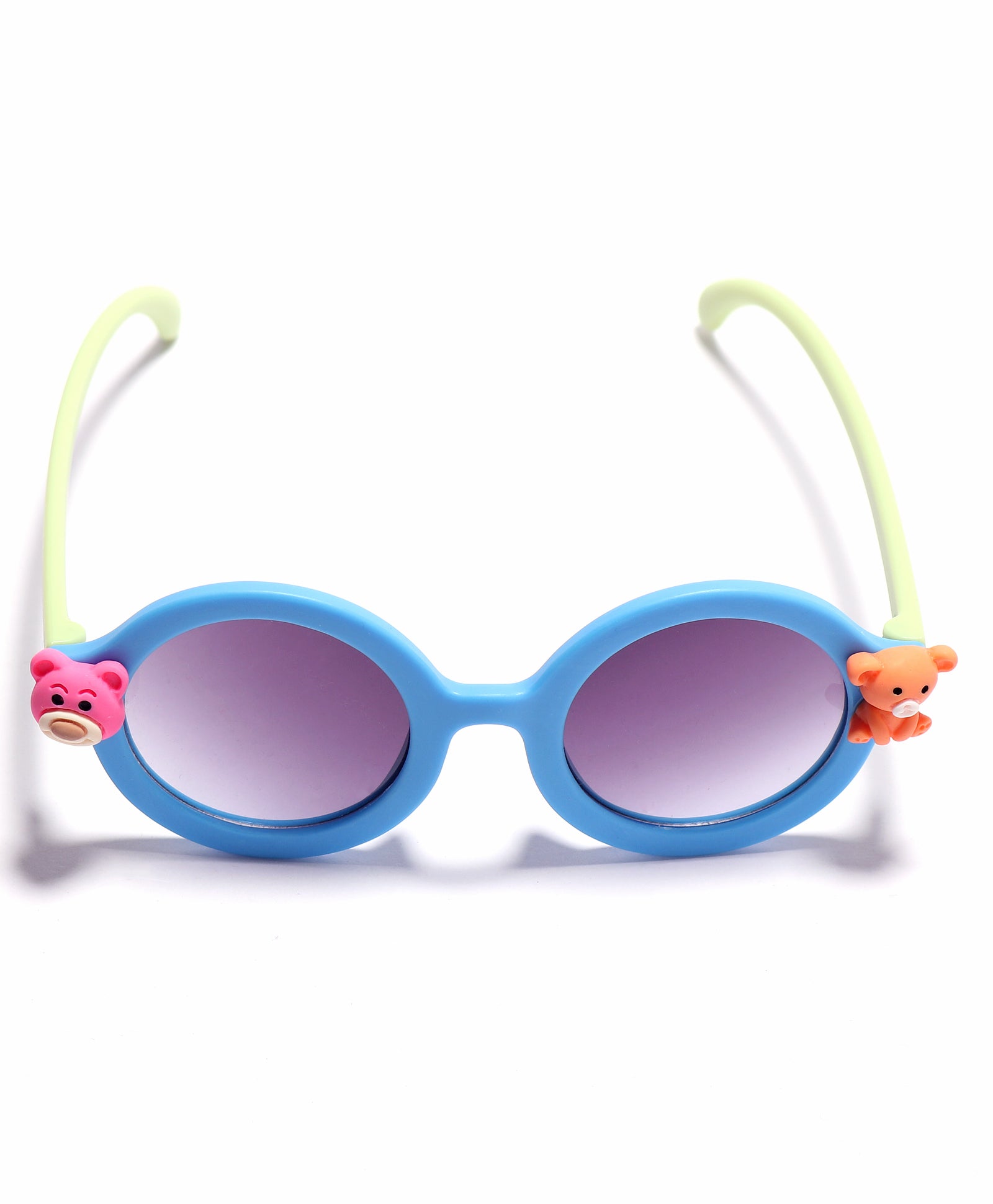 CARTOON APPLIQUE ROUND SUNGLASSES - BLUE