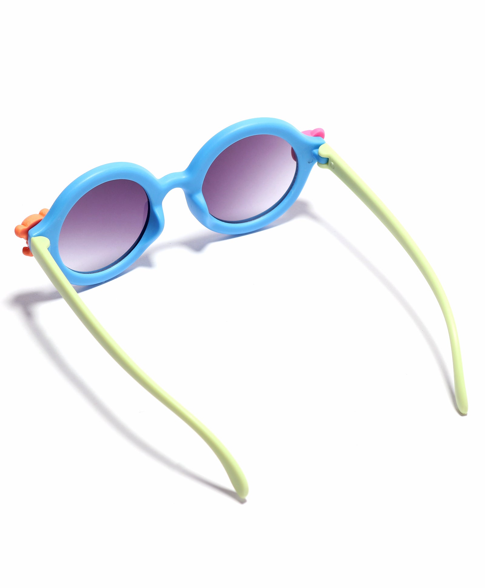 CARTOON APPLIQUE ROUND SUNGLASSES - BLUE