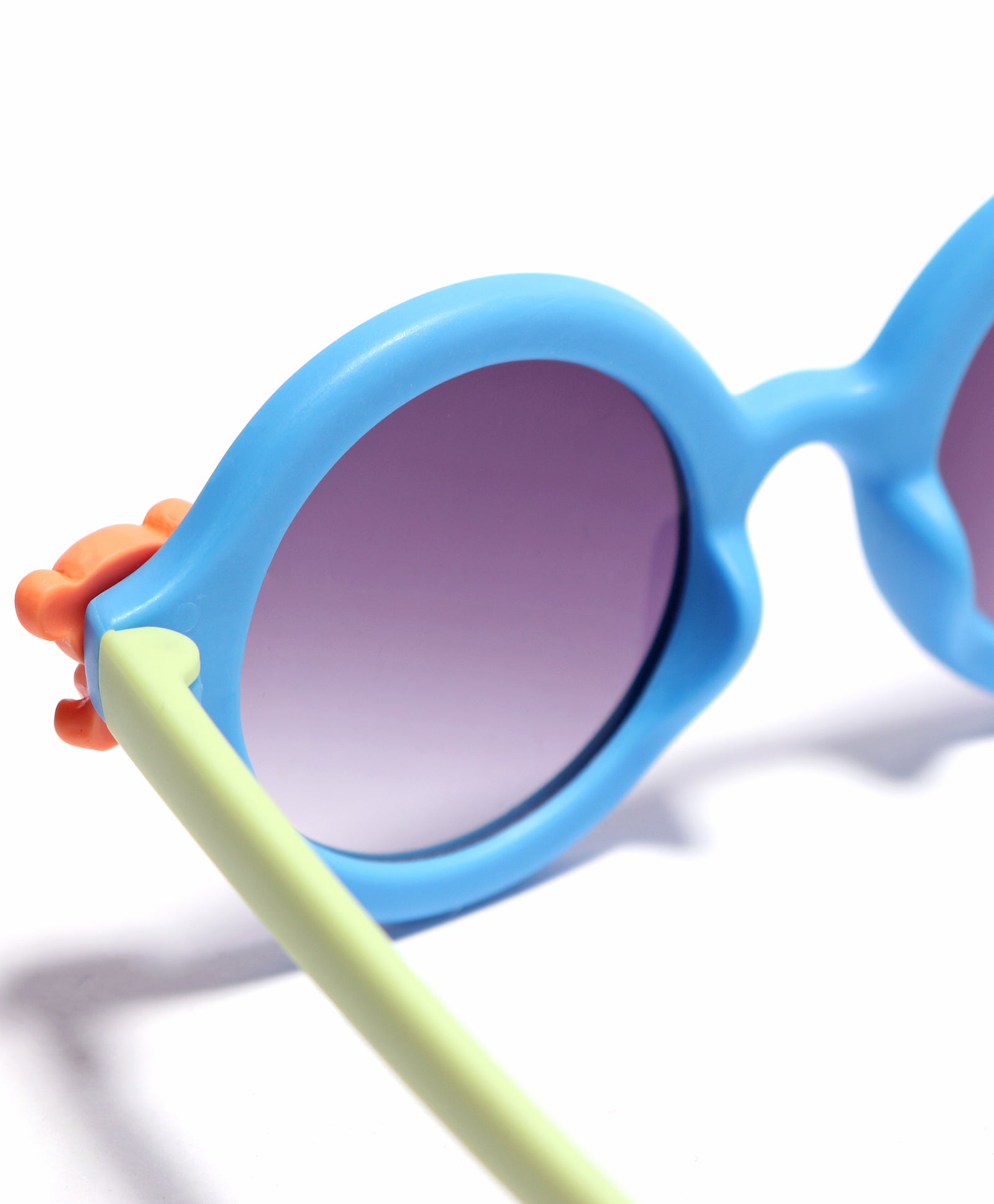 CARTOON APPLIQUE ROUND SUNGLASSES - BLUE