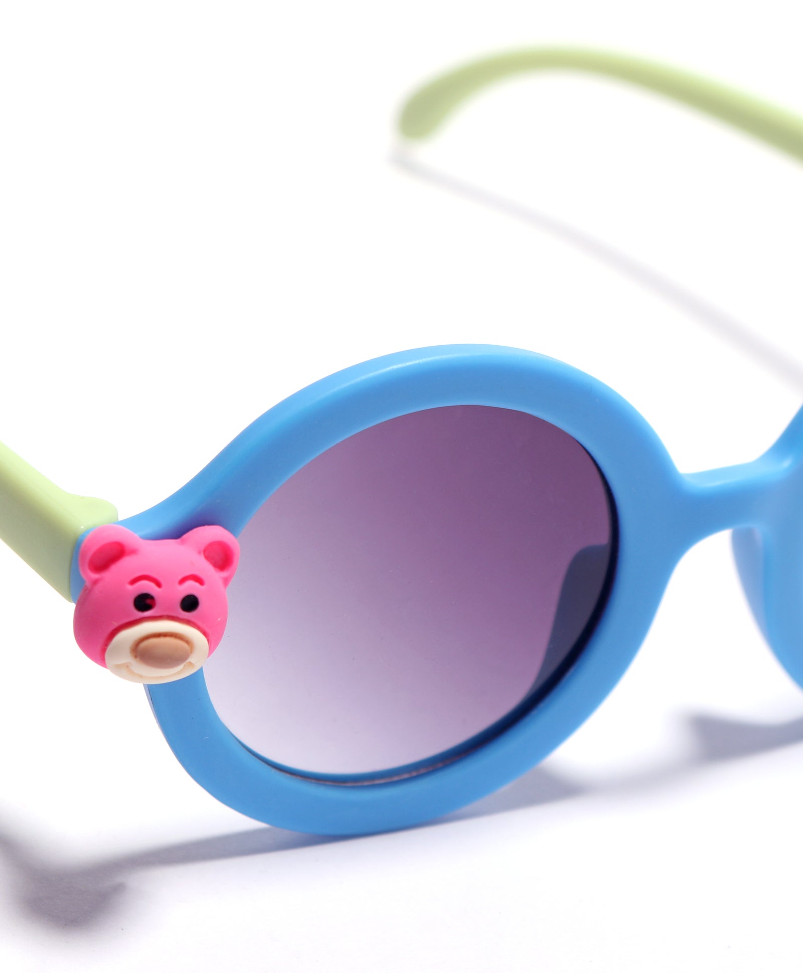 CARTOON APPLIQUE ROUND SUNGLASSES - BLUE