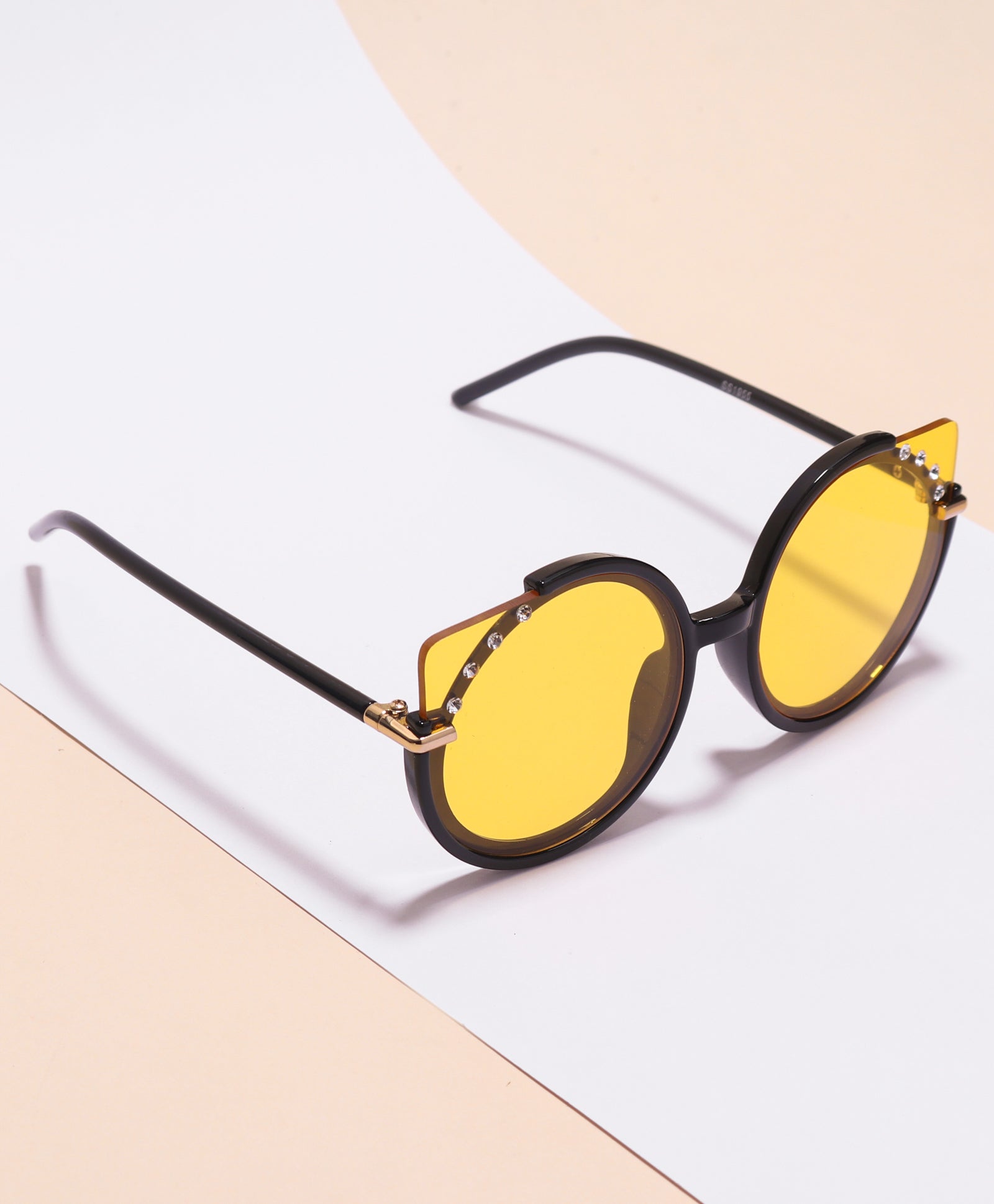 BEADS EMBELLISHED SUNGLASSES - YELLOW