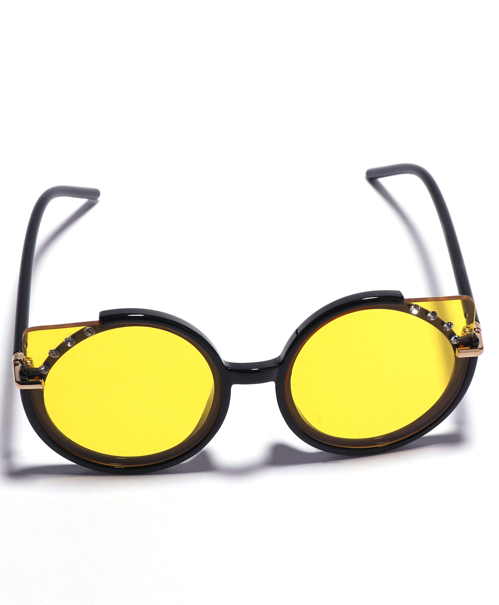 BEADS EMBELLISHED SUNGLASSES - YELLOW