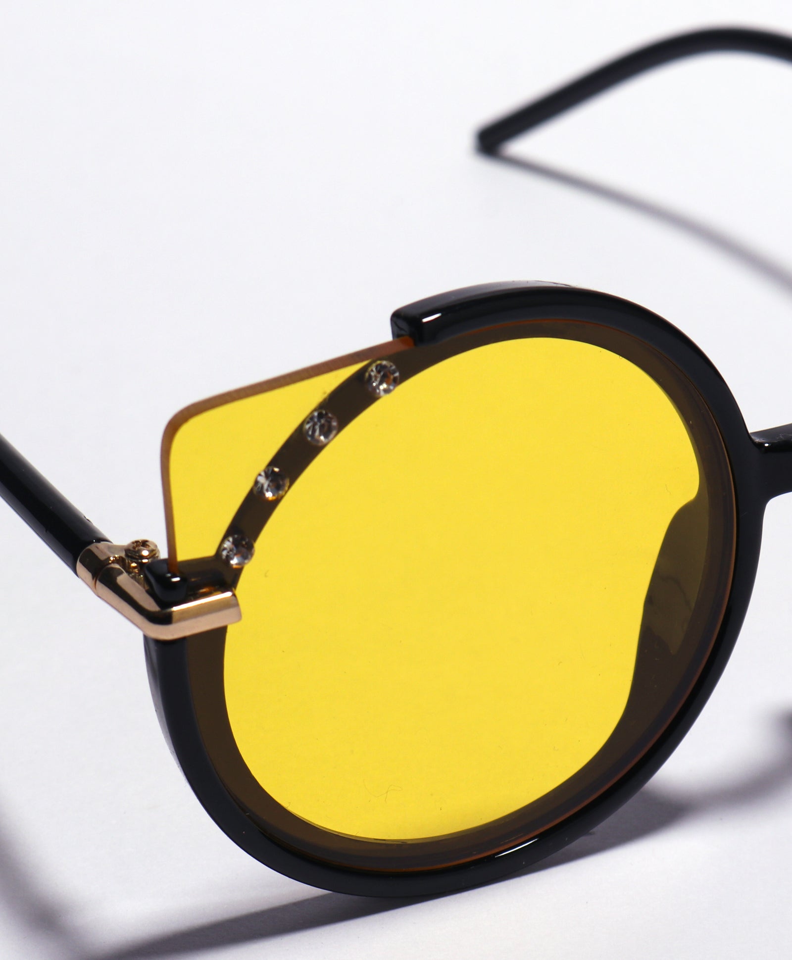 BEADS EMBELLISHED SUNGLASSES - YELLOW