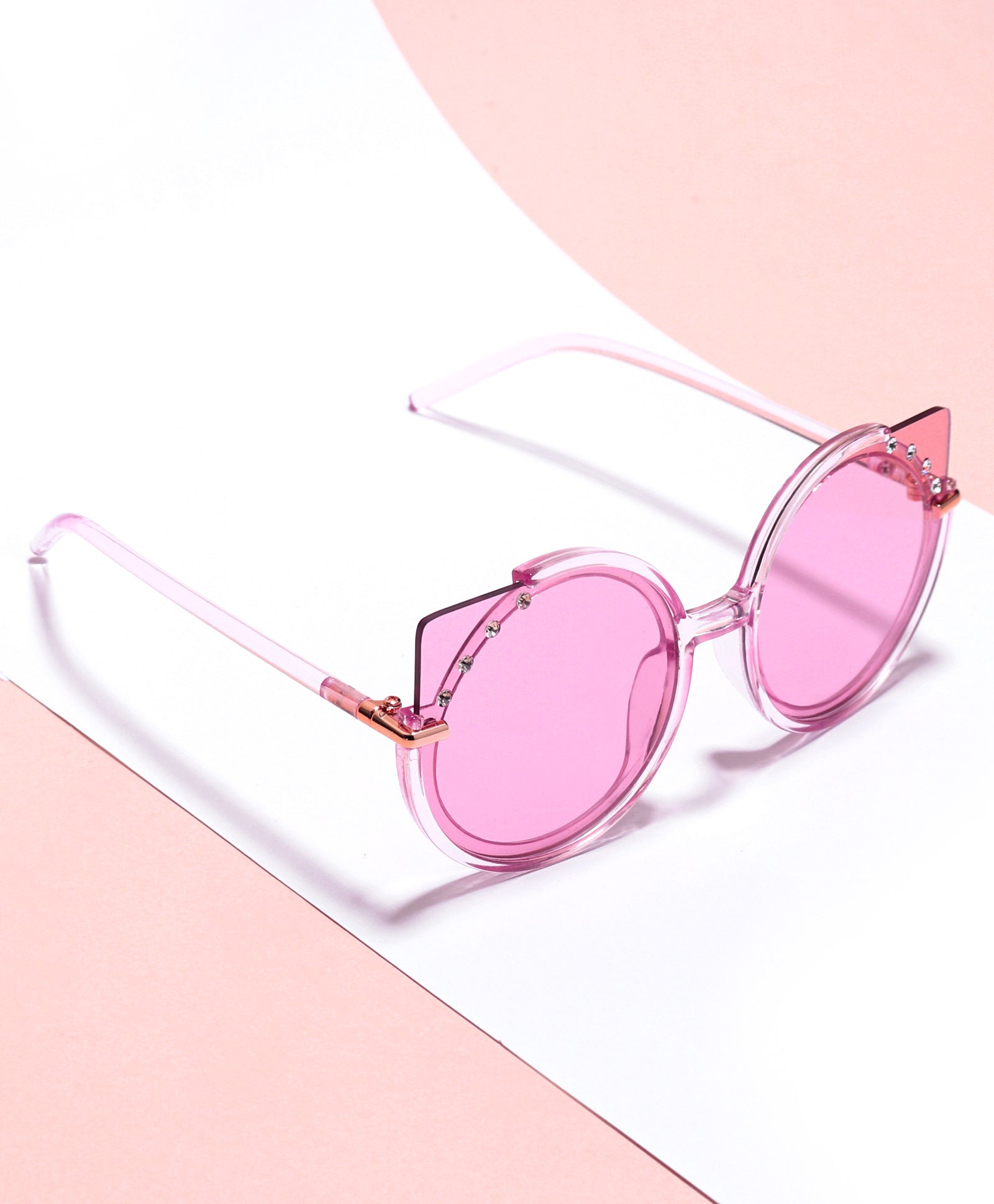 BEADS EMBELLISHED SUNGLASSES - PINK