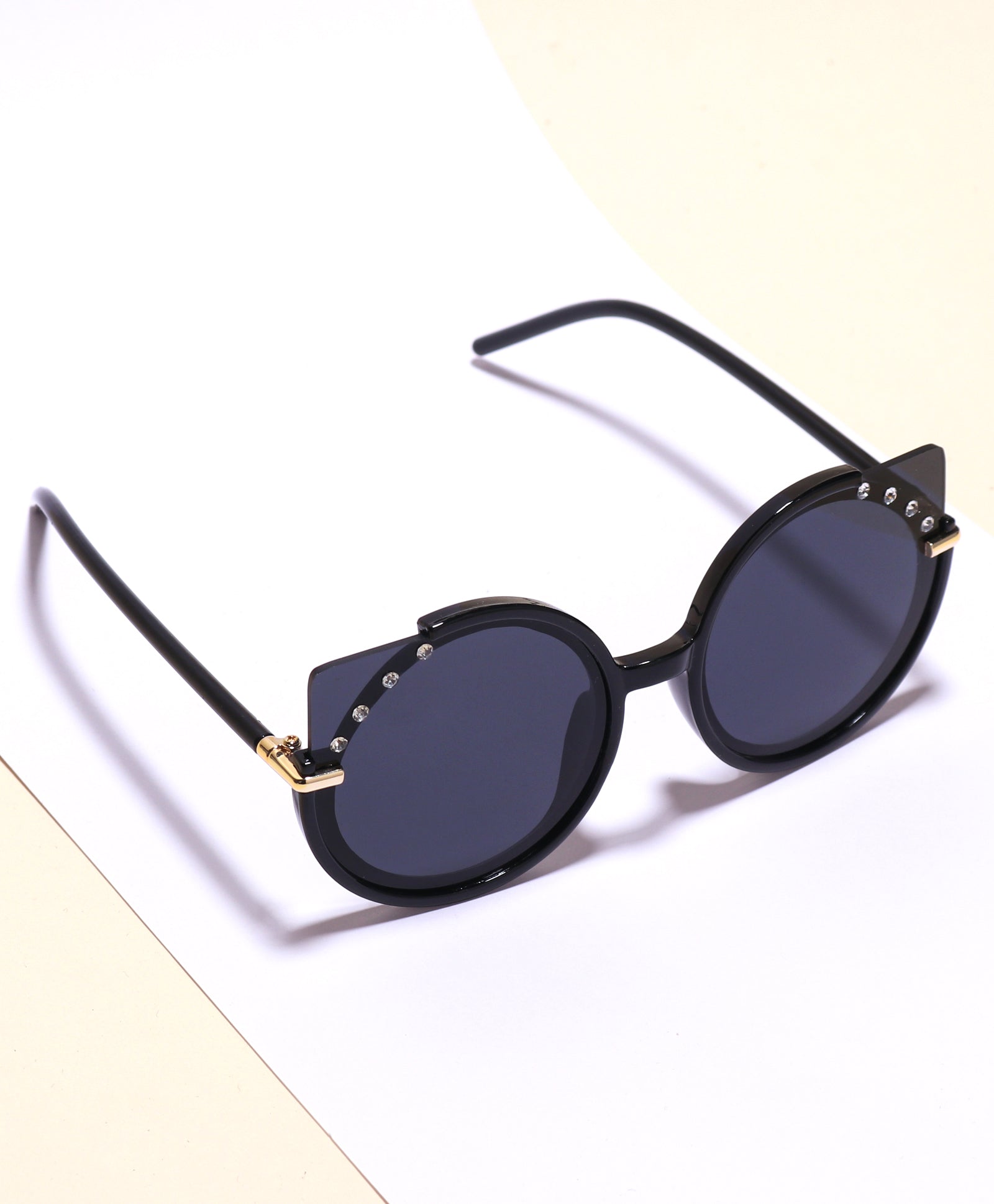 BEADS EMBELLISHED SUNGLASSES - BLACK