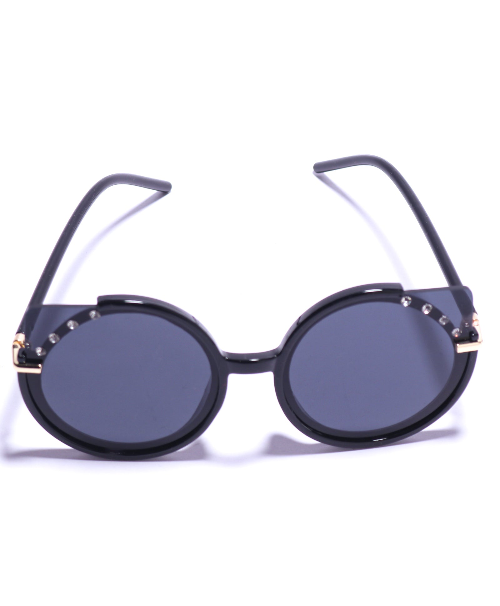 BEADS EMBELLISHED SUNGLASSES - BLACK