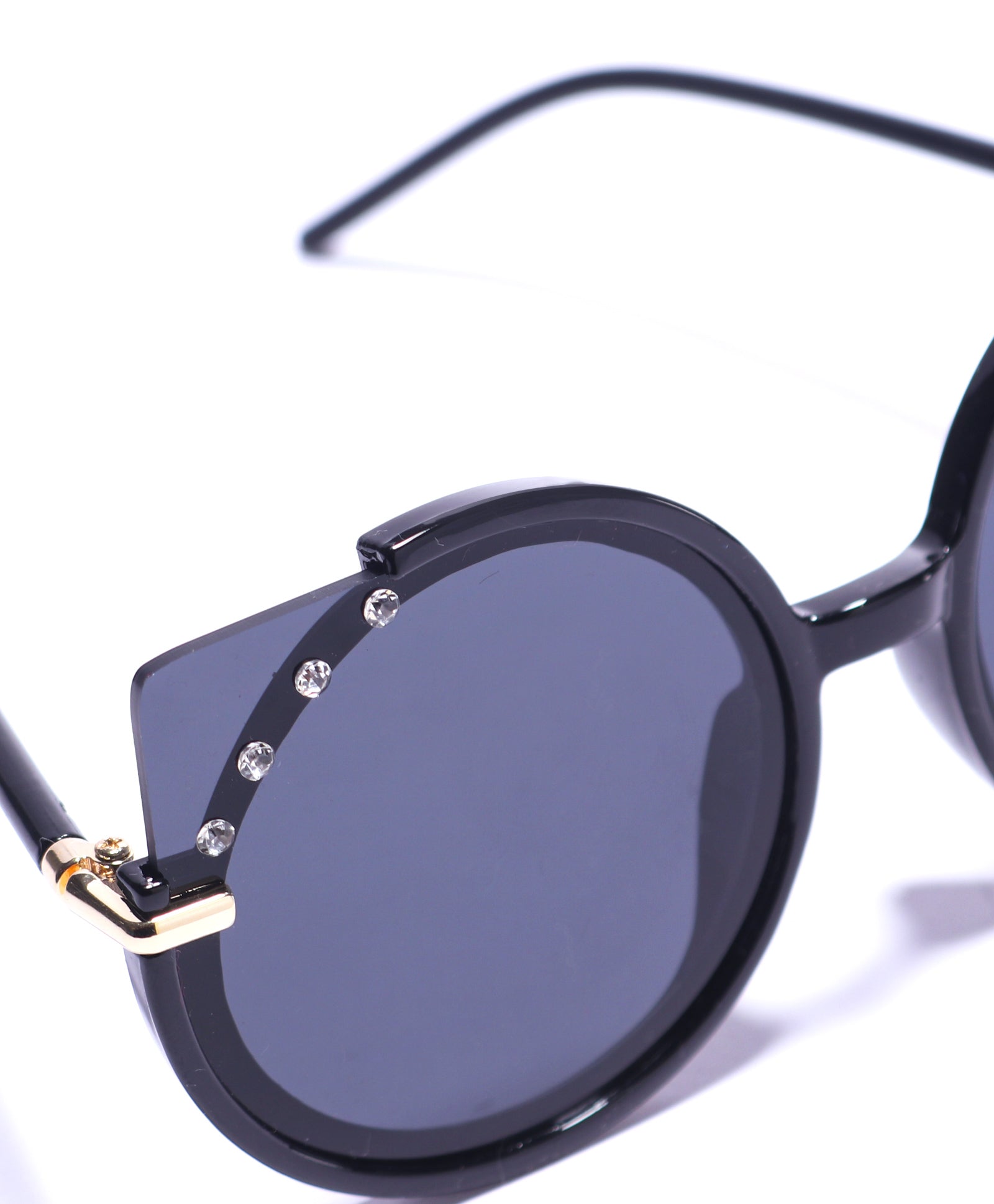 BEADS EMBELLISHED SUNGLASSES - BLACK