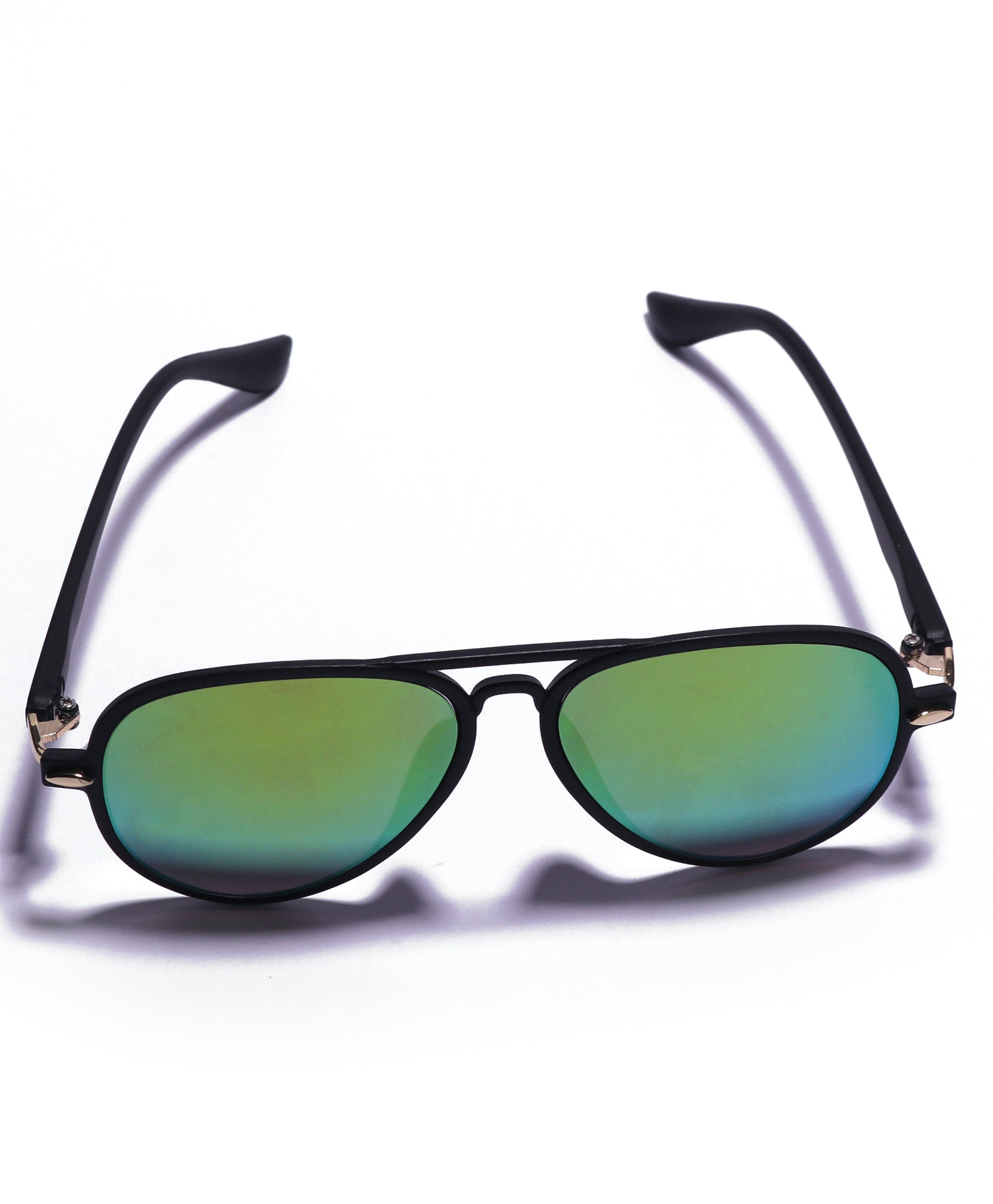 AVIATOR SHAPE MIRRORED SUNGLASSES - GREEN