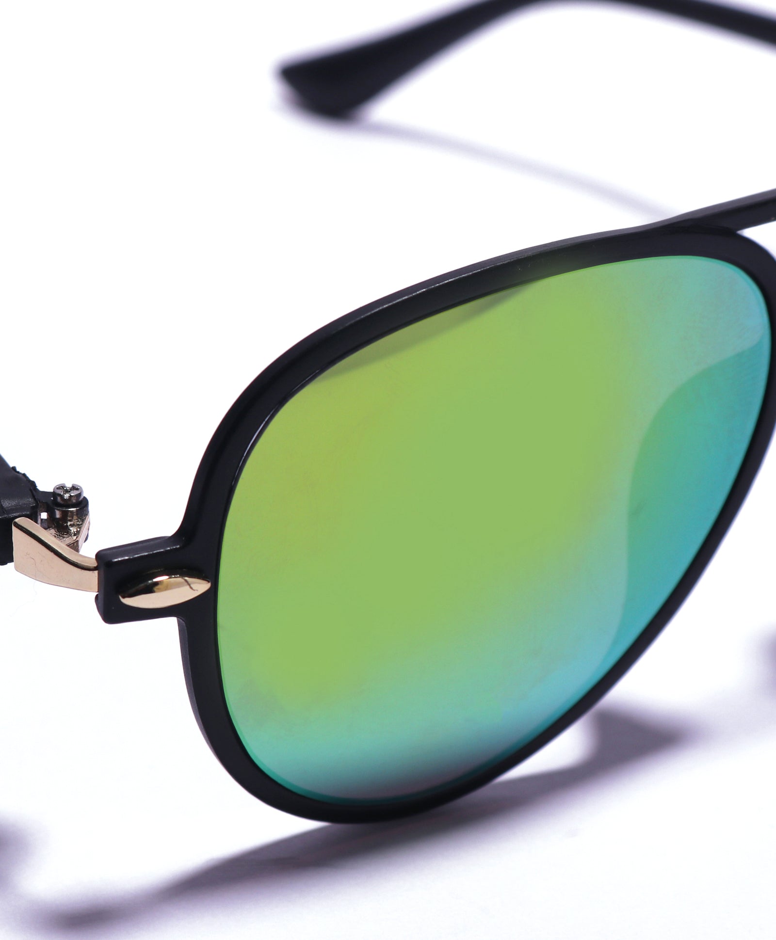 AVIATOR SHAPE MIRRORED SUNGLASSES - GREEN