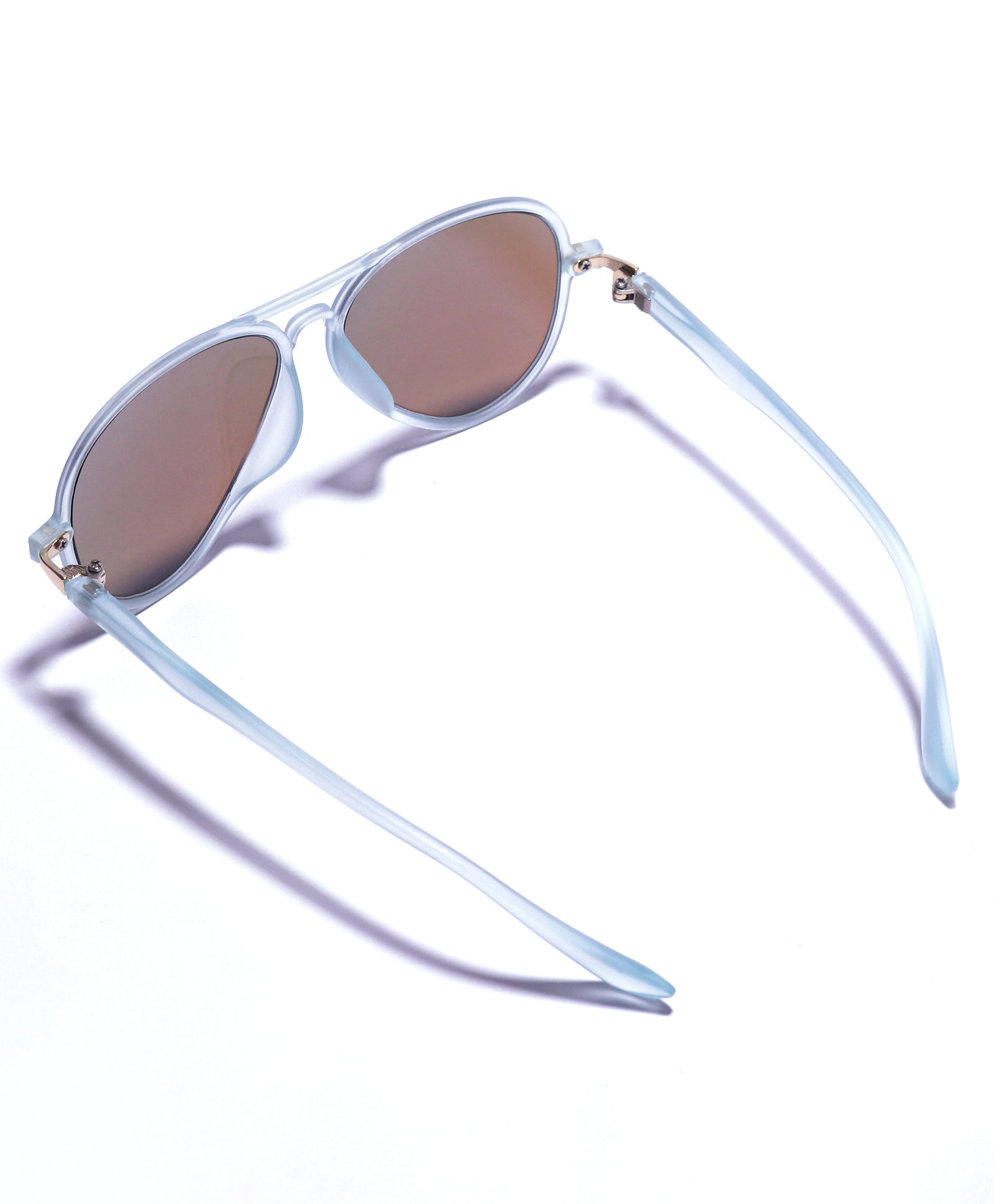 AVIATOR SHAPE MIRRORED SUNGLASSES - BLUE