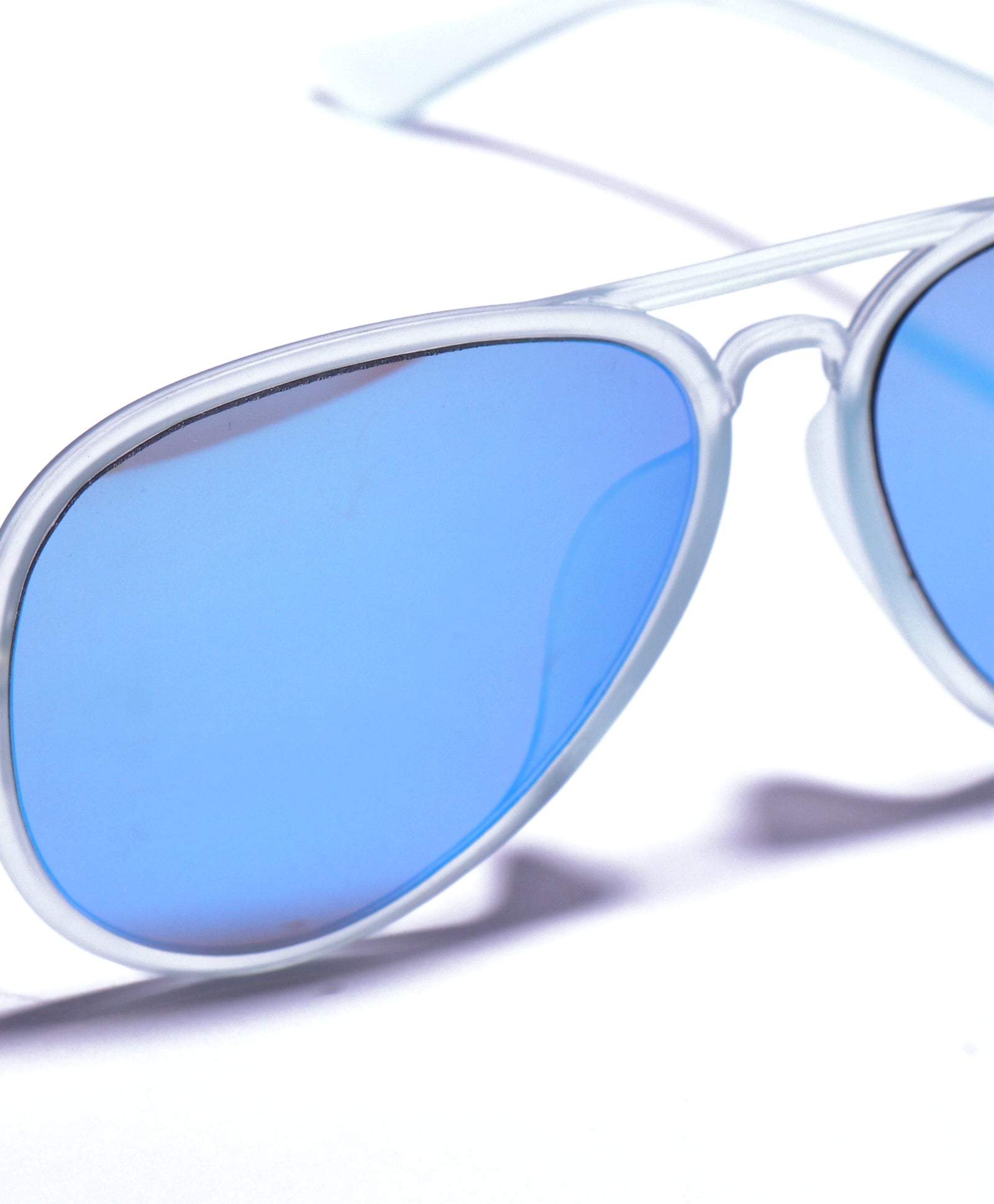 AVIATOR SHAPE MIRRORED SUNGLASSES - BLUE