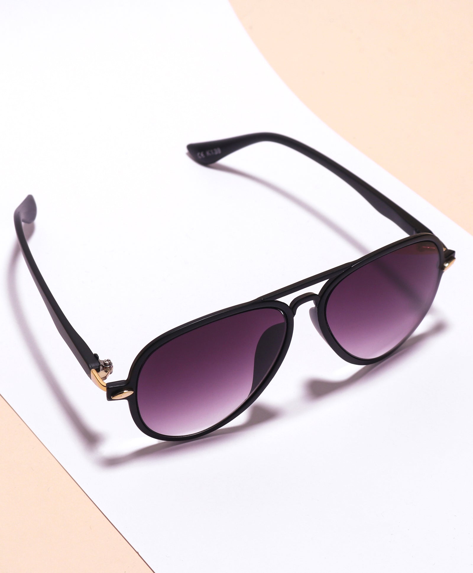 AVIATOR SHAPE MIRRORED SUNGLASSES - BLACK