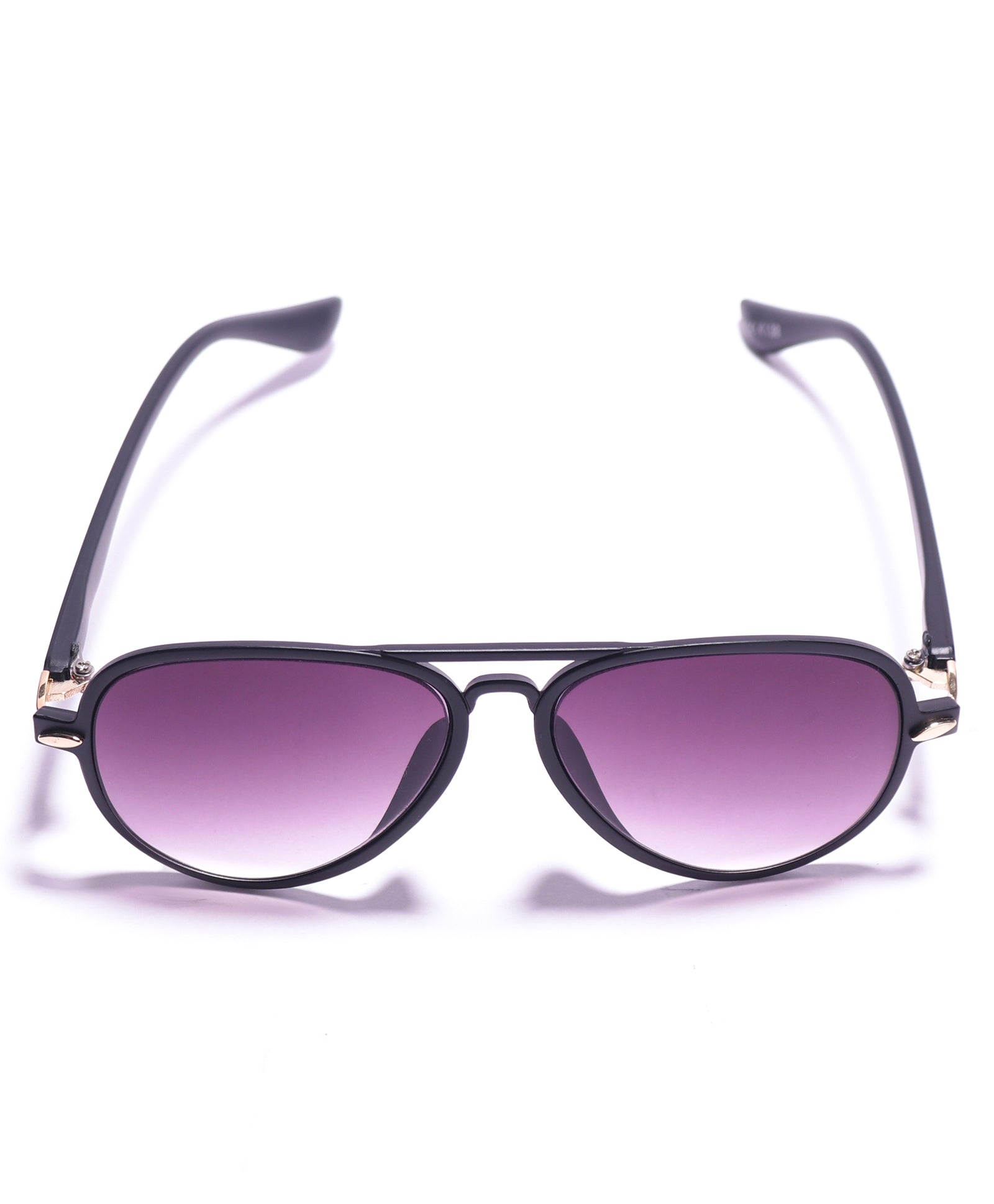 AVIATOR SHAPE MIRRORED SUNGLASSES - BLACK