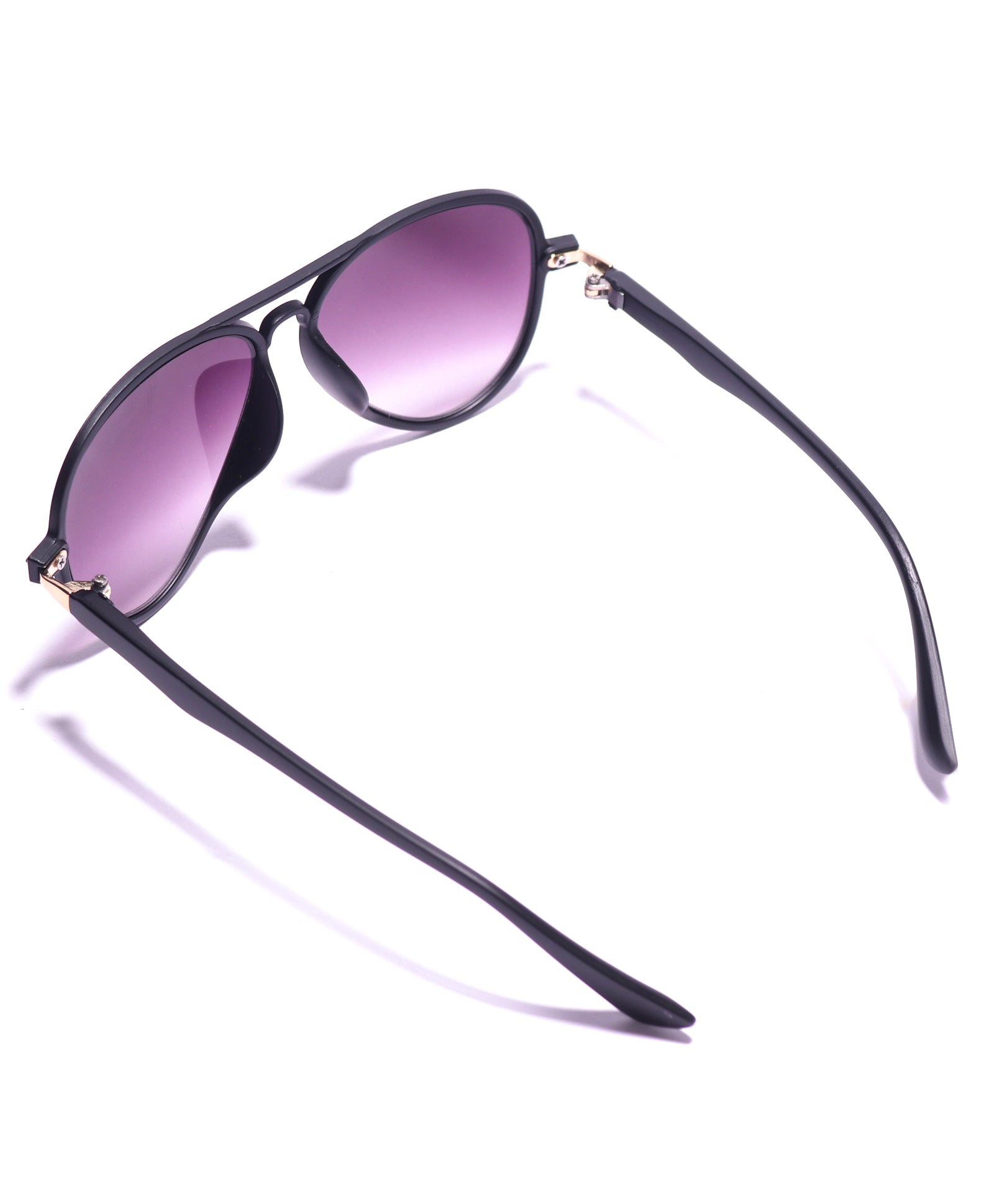 AVIATOR SHAPE MIRRORED SUNGLASSES - BLACK