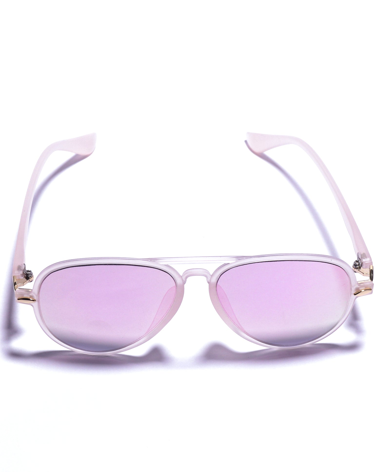 AVIATOR SHAPE MIRRORED SUNGLASSES - PINK