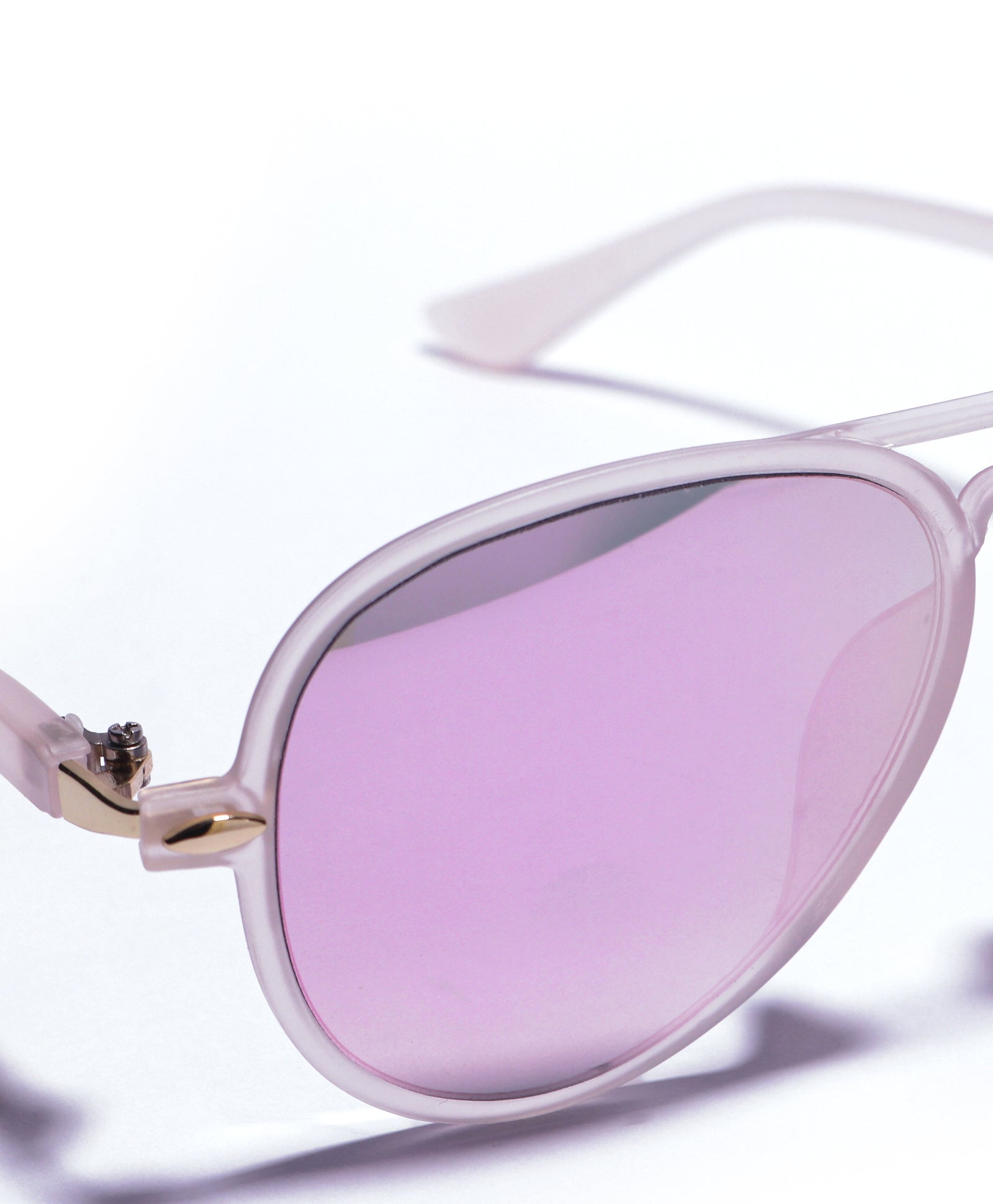 AVIATOR SHAPE MIRRORED SUNGLASSES - PINK