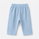 SOLID TEXTURED DOUBLE LAYER MUSLIN NIGHTSUIT - LIGHT BLUE
