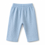 SOLID TEXTURED DOUBLE LAYER MUSLIN NIGHTSUIT - LIGHT BLUE