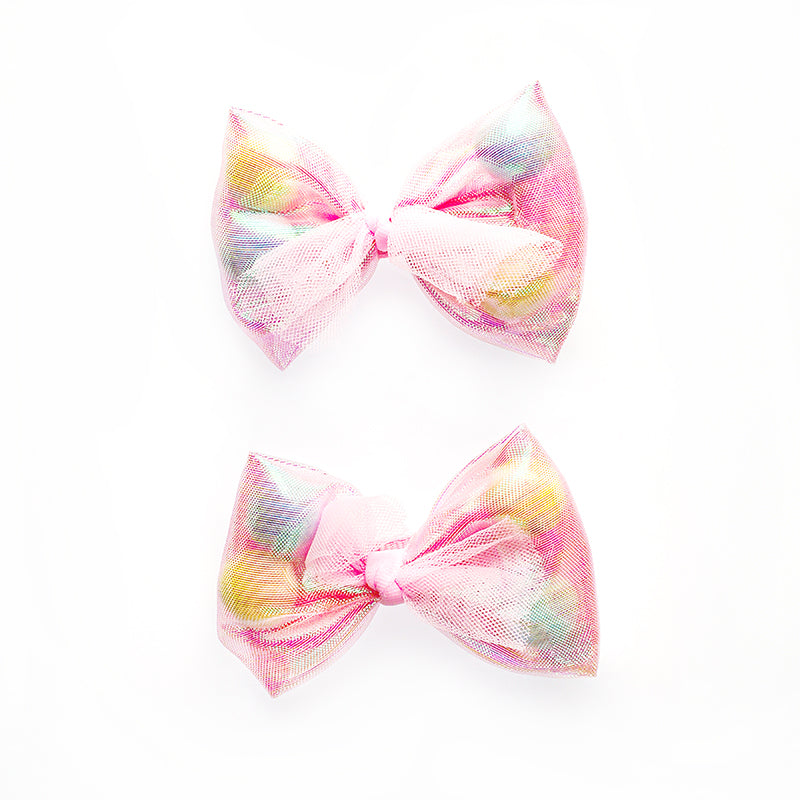 BOW WITH POM POM HAIR PINS