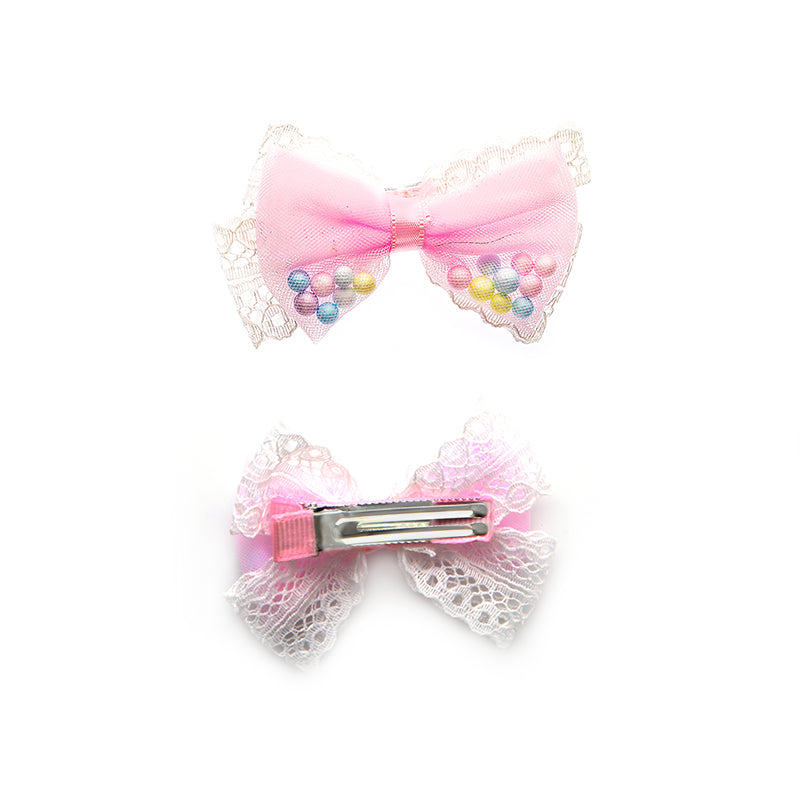 FRILL BOW HAIR PINS