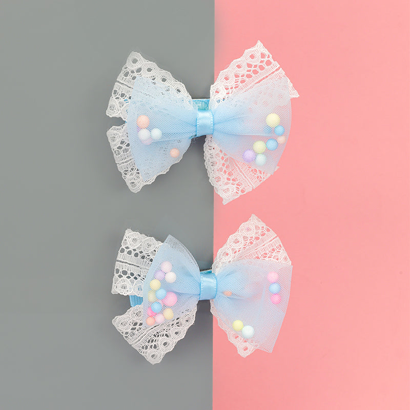 FRILL BOW HAIR PINS