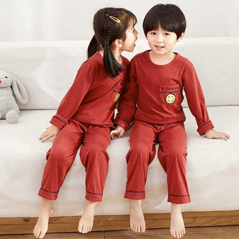 SMILEY FULL SLEEVES NIGHT SUIT - BROWN