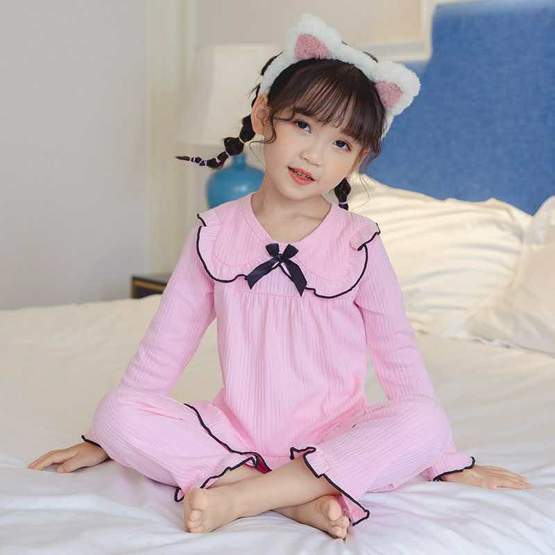 FRILL COLLAR FULL SLEEVES NIGHT SUIT - PINK