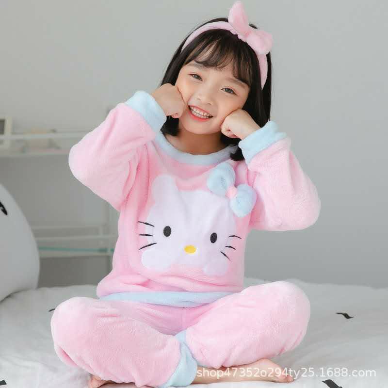 KITTY FURR FULL SLEEVES NIGHT SUIT - LIGHT PINK