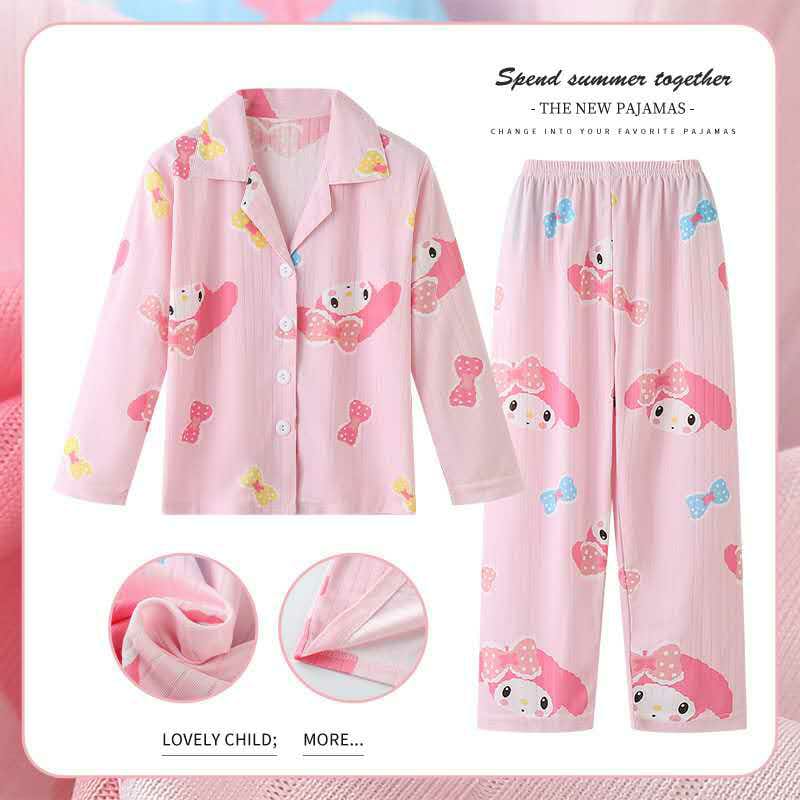 KITTY PRINT COLLAR FULL SLEEVES NIGHT SUIT - PINK