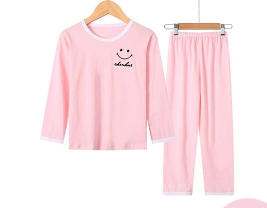 SMILEY SOLID COLOUR FULL SLEEVES NIGHT SUIT - PINK