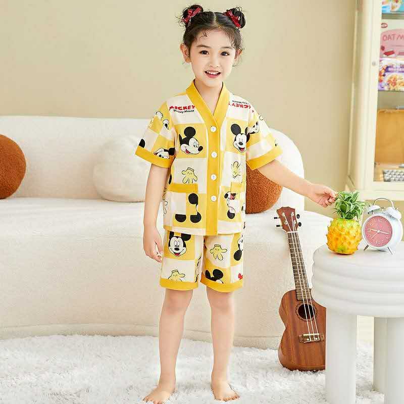 MICKEY BUTTON-UP SHIRT & SHORTS - YELLOW