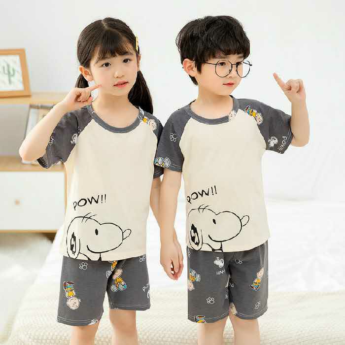 SNOOPY T-SHIRT & SHORTS - GREY