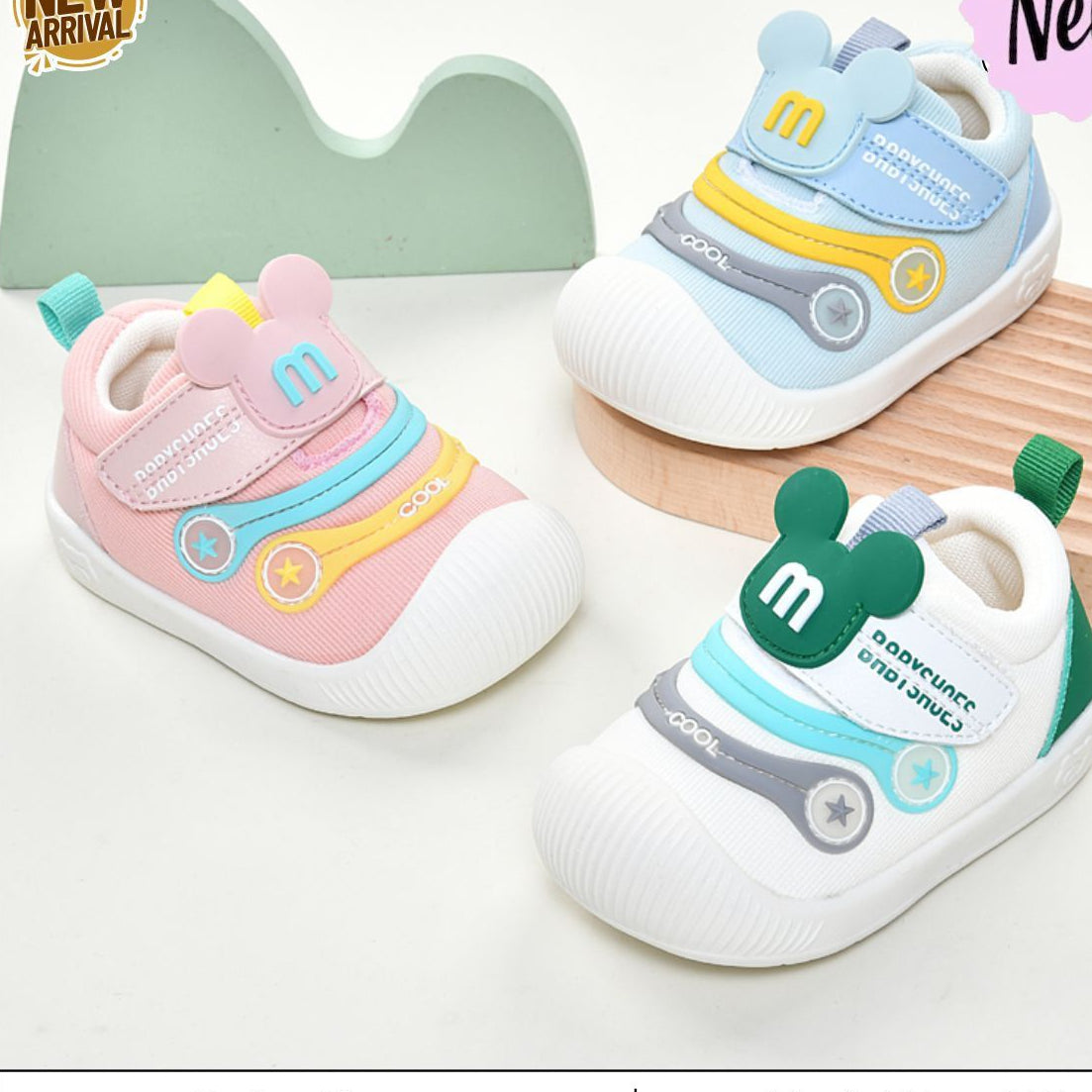 BUNNY EARS APPLIQUE PREWALKER SHOES - GREEN