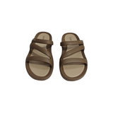 STRIPES DETAILED SLIPPERS - BROWN