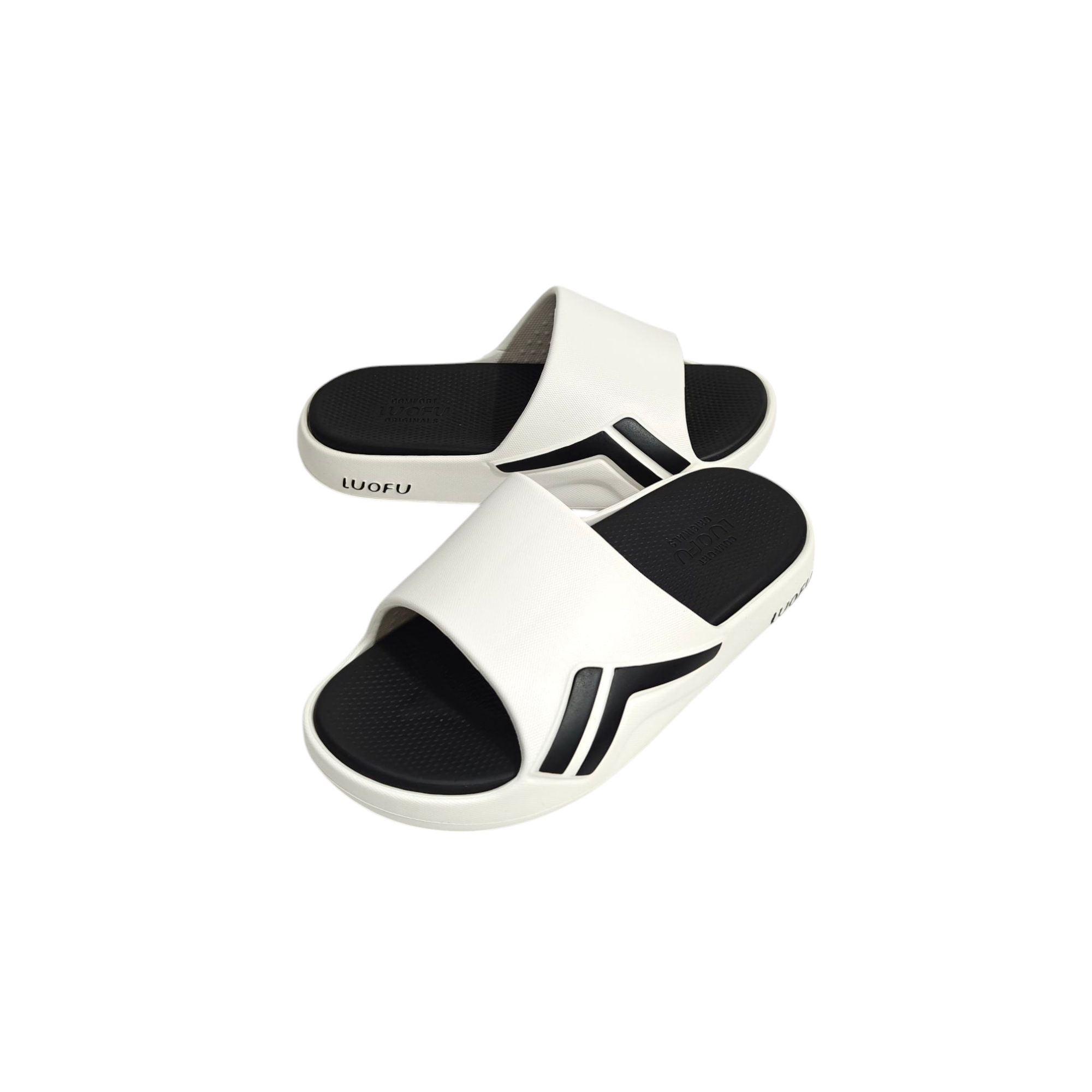 SOLID STRIPES PATCH SLIDERS - WHITE