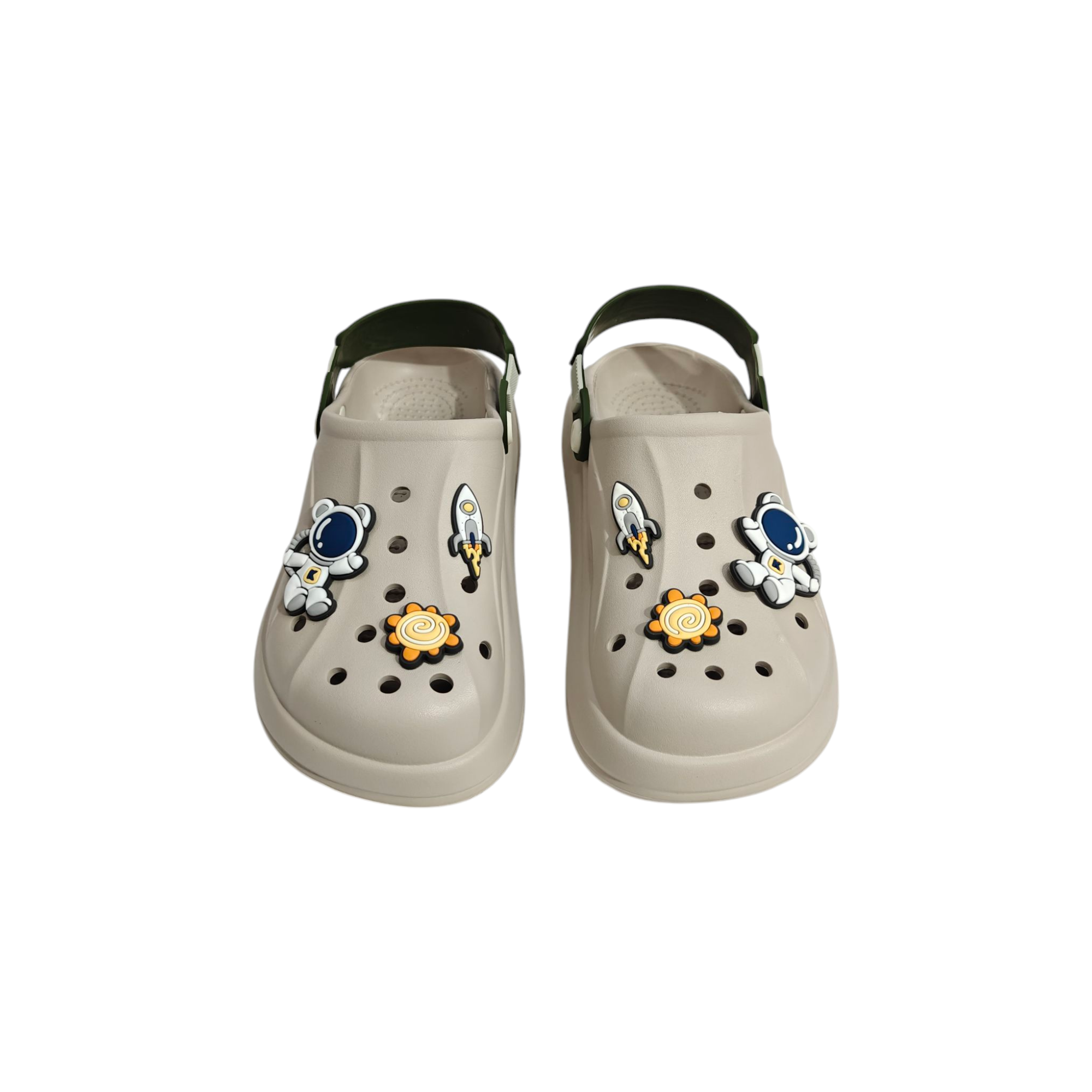 ASTRO THEME BACK STRAP CROCS - GREY